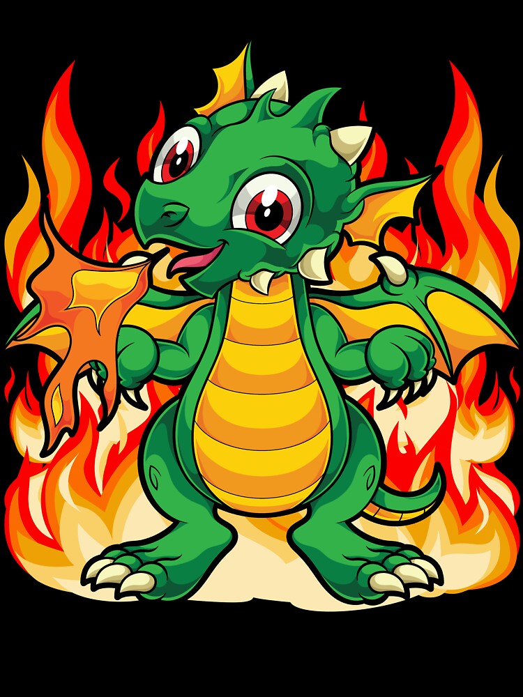 Mythical Fire Dragon Fantasy Creature Cute Dragon Kids T-Shirt for Sale by  bestshirtdesign