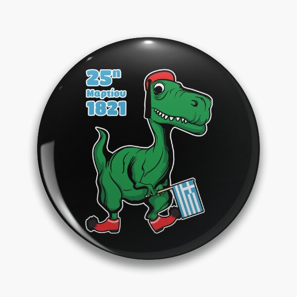 Item preview, Green Dinosaur celebrating Greece's Independence Day dressed as Tsolias with Greek flag designed and sold by Happy Puppy Print On Demand.