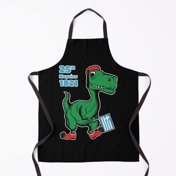 Item preview, Green Dinosaur celebrating Greece's Independence Day dressed as Tsolias with Greek flag designed and sold by Happy Puppy Print On Demand.