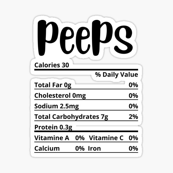 peeps-easter-nutrition-facts-sticker-for-sale-by-northblue-redbubble