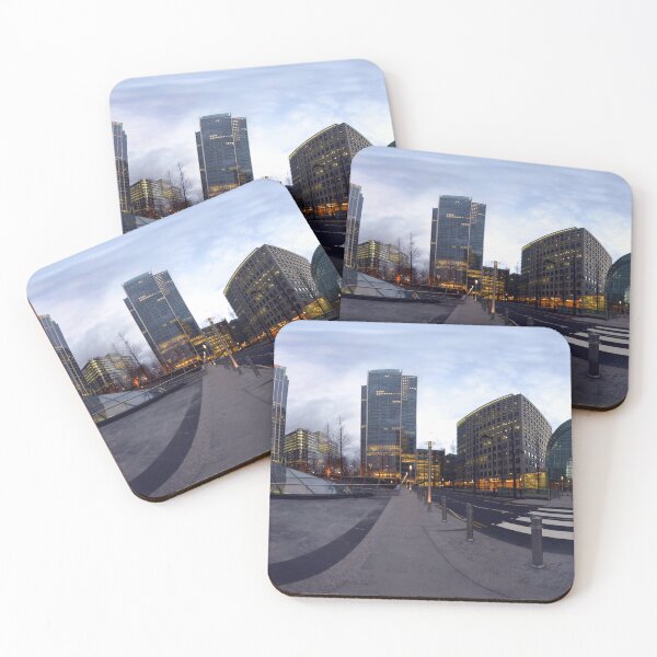 Item preview, Canary wharf London panorama in the evening designed and sold by LuminusProject.