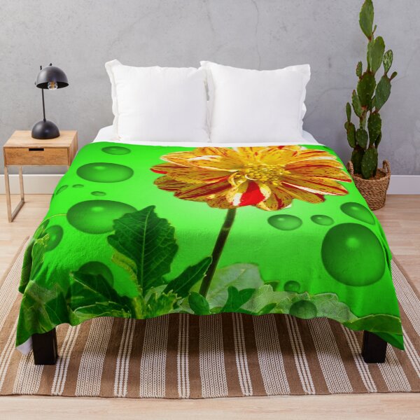 Item preview, A yellow flower with drops of water and a green background designed and sold by Bigrow.