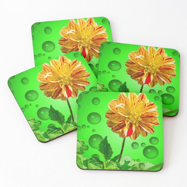 Item preview, A yellow flower with drops of water and a green background designed and sold by Bigrow.