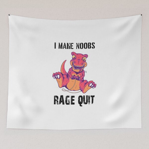 Item preview, funny retro dinosaur  gamer funny sarcastic Rude Offended saying, I Make Noobs Rage Quit boyfriend girlfriend designed and sold by joygift369.