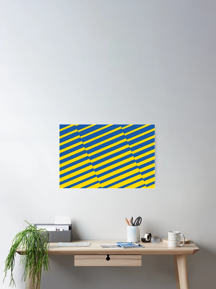 Thumbnail 2 von 3, Poster, Azure Blue and Yellow Diagonal Offset Stripe Pattern 100% Commission Donated To IRC Read Bio designt und verkauft von ColorOfTheYears.