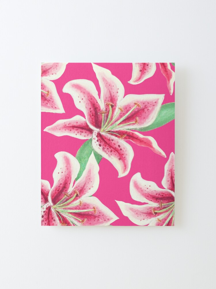 Alternate view of Stargazer Lilies on hot pink Mounted Print