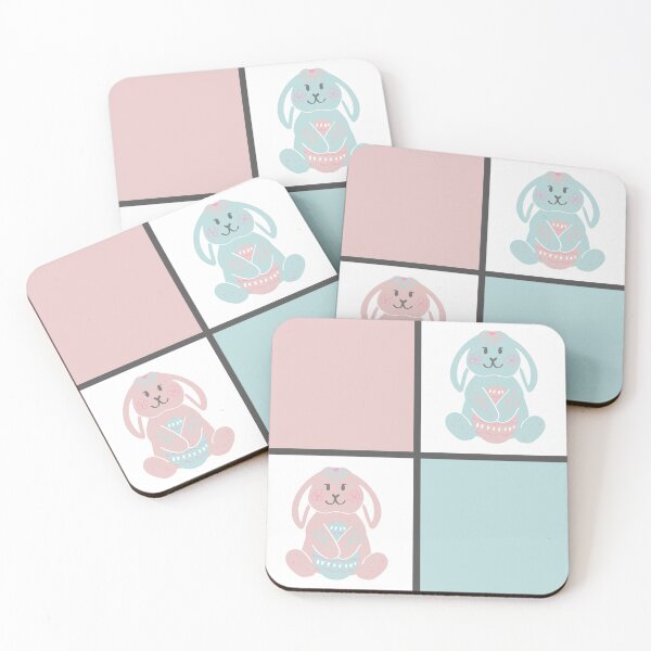 Item preview, Checkered Blue and Pink Easter Bunny | Cute bunny Rabbit | Easter egg hunt | Easter greetings designed and sold by Violet Treasures.