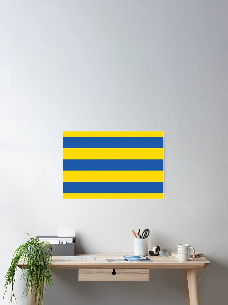 Thumbnail 2 von 3, Poster, Yellow Azure Blue Solid Color Horizontal Stripe Pattern 100% Commission Donated To IRC Read Bio designt und verkauft von ColorOfTheYears.