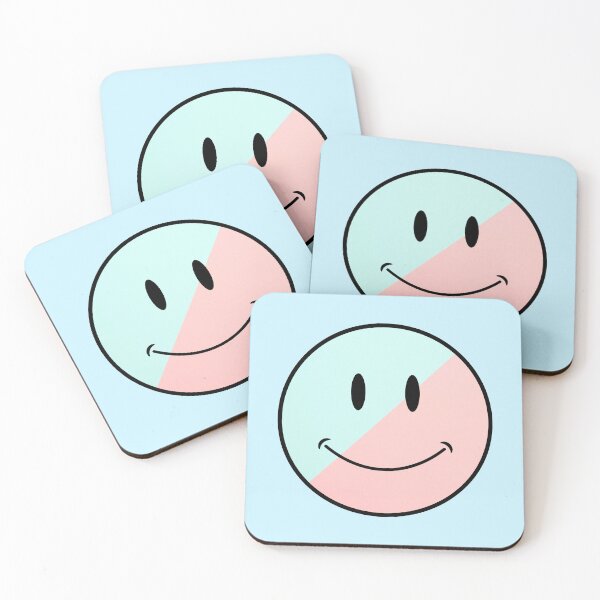 Item preview, pink and blue split classic Smiley Face Black Outline  designed and sold by opptop.