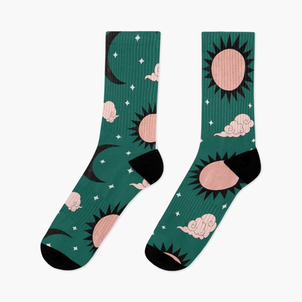 Item preview, Black green and pink sun and moon print designed and sold by DemonicGloom.