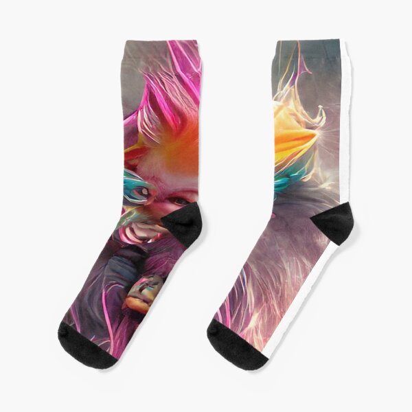 Cute and Creepy Rainbow Troll Socks