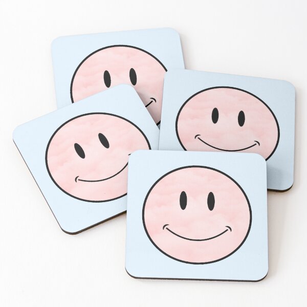 Item preview, pastel pink cloud background vintage classic Smiley Face Black Outline  designed and sold by opptop.