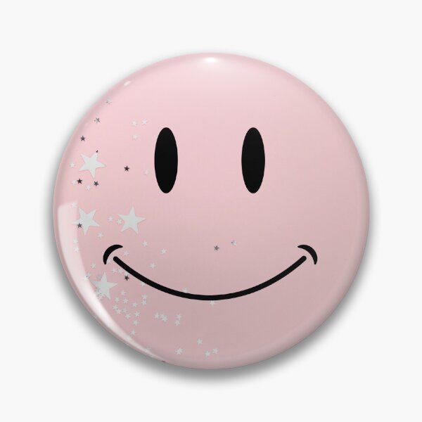 Artikelvorschau, Pastellrosa silberner Stern-Konfetti-Hintergrund, klassisches Smiley-Gesicht entworfen und verkauft von opptop.