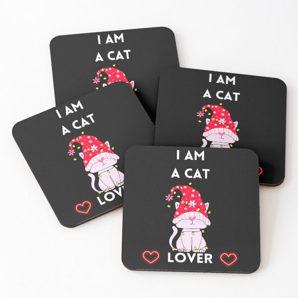 Item preview, i am a cat lover neon colorful cats and paws red hearts designed and sold by Tshirtk.