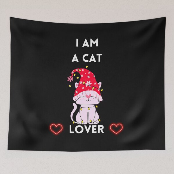 Item preview, i am a cat lover neon colorful cats and paws red hearts designed and sold by Tshirtk.