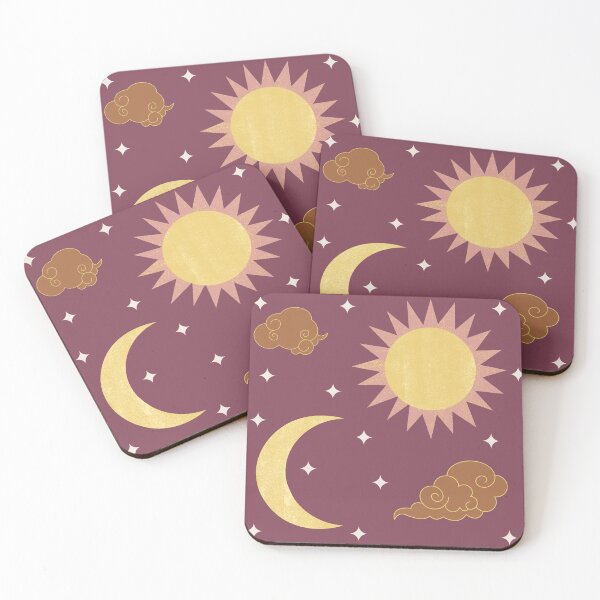 Item preview, purple yellow brown and pink sun and moon print designed and sold by DemonicGloom.