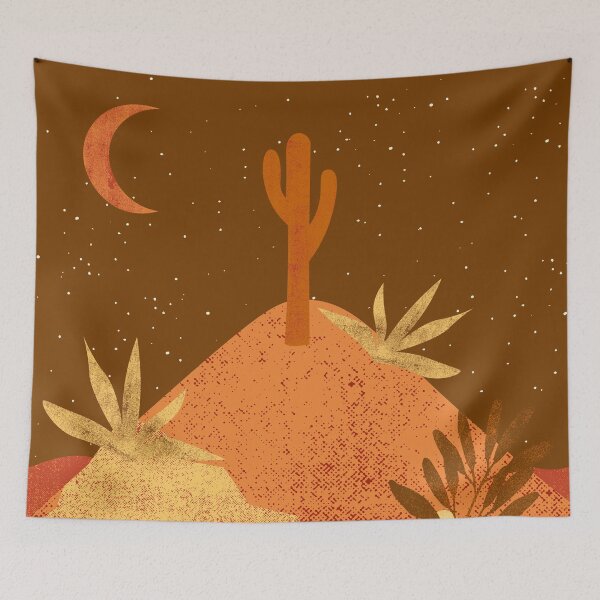 Item preview, Desert chic hills cactus and moon red brown orange and tan designed and sold by DemonicGloom.