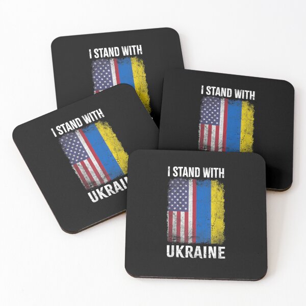 Item preview, I Stand With Ukraine Support UKRAINE Ukrainian American Flag designed and sold by KimbempeCB.