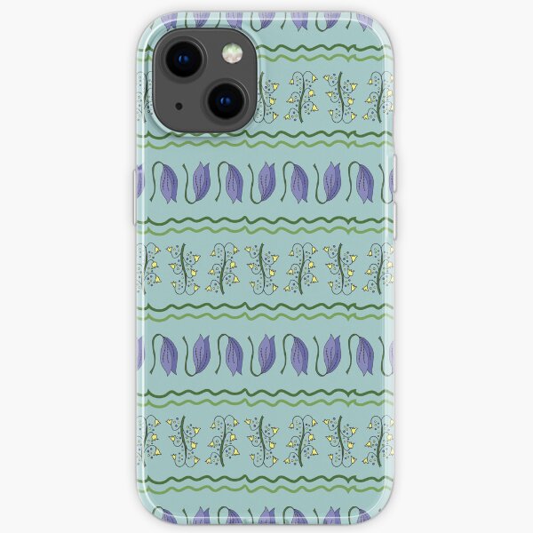 Flower Garden Pattern in Periwinkle iPhone Soft Case