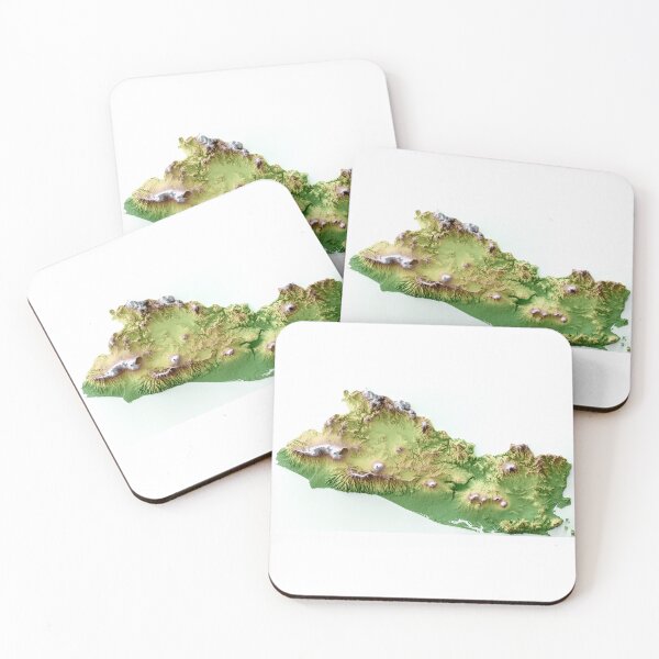 Item preview, 3D Map of El Salvador digitally rendered and covered by a texture designed and sold by ThinkAboutMaps.