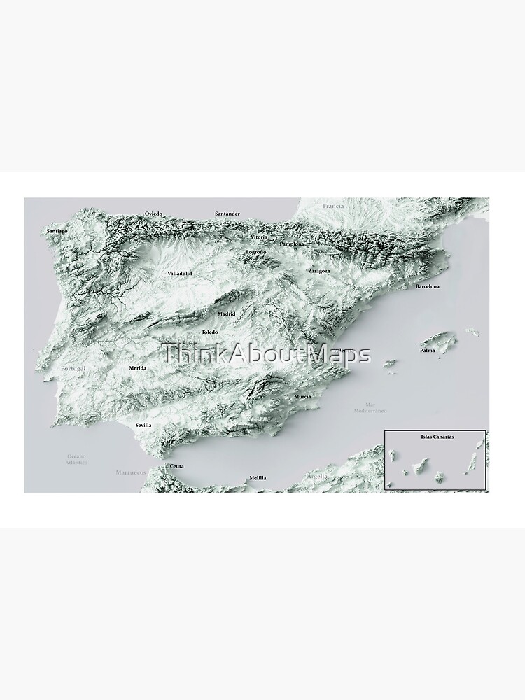 1906 Portugal Relief Map 3D digitally-rendered Art Board Print