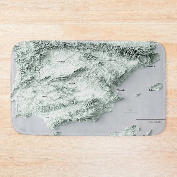 Item preview, Mapa en relieve de España y la Península Ibérica renderizado digitalmente designed and sold by ThinkAboutMaps.