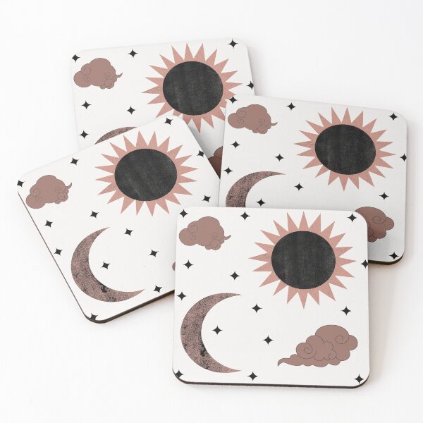 Item preview, White black and pink sun and moon print designed and sold by DemonicGloom.