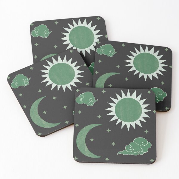 Item preview, Black and Green sun and moon print designed and sold by DemonicGloom.