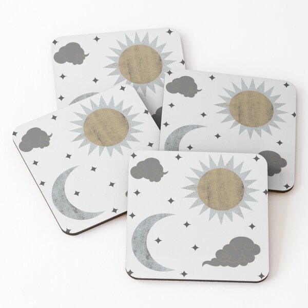 Item preview, White gold and grey sun and moon print designed and sold by DemonicGloom.