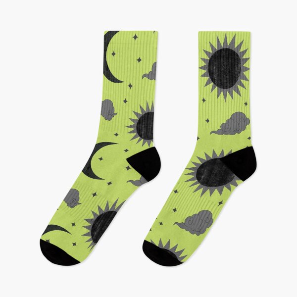 Item preview, Lime green and grey black witchy sun and moon print designed and sold by DemonicGloom.