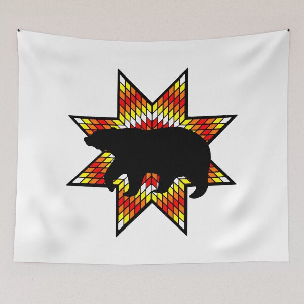 Item preview, White / Fire Color Bear StarQuilt Native Print designed and sold by JMWCD.