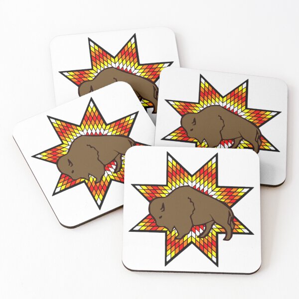 Item preview, White / Fire Color Buffalo StarQuilt Native Print designed and sold by JMWCD.