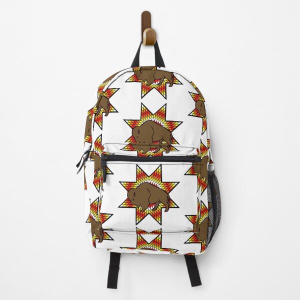 Item preview, White / Fire Color Buffalo StarQuilt Native Print designed and sold by JMWCD.