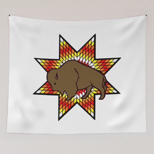 Item preview, White / Fire Color Buffalo StarQuilt Native Print designed and sold by JMWCD.
