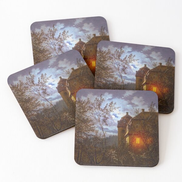 Item preview, Schloss Milkel in Moonlight: Carl Gustav Carus - Painting Artwork Enhanced For Brighter Colors designed and sold by MonochromaKey.