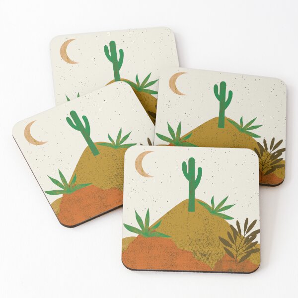 Item preview, Desert chic hills cactus and moon green orange cream light brown, designed and sold by DemonicGloom.