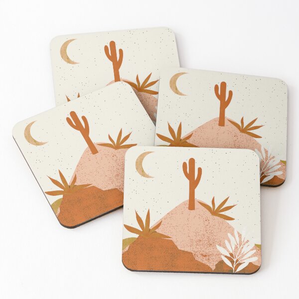 Item preview, Desert chic hills cactus and moon Orange pink cream and gold designed and sold by DemonicGloom.