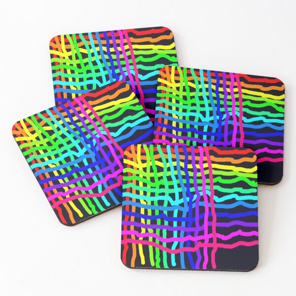 Item preview, Neon multicolor Colors Wonky Weave Plaid Pattern on black designed and sold by DianeBP.