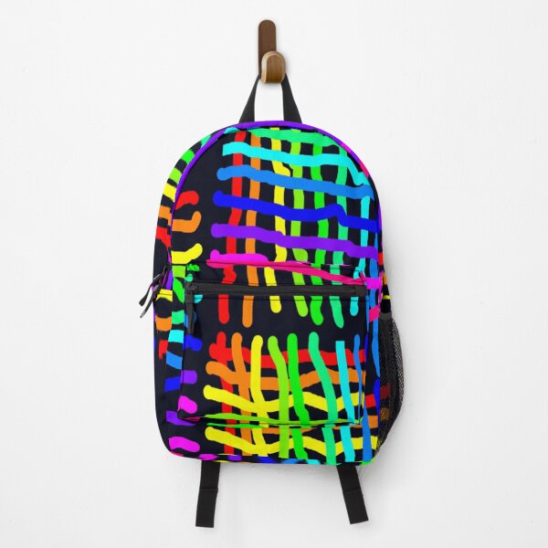 Item preview, Neon multicolor Colors Wonky Weave Plaid Pattern on black designed and sold by DianeBP.