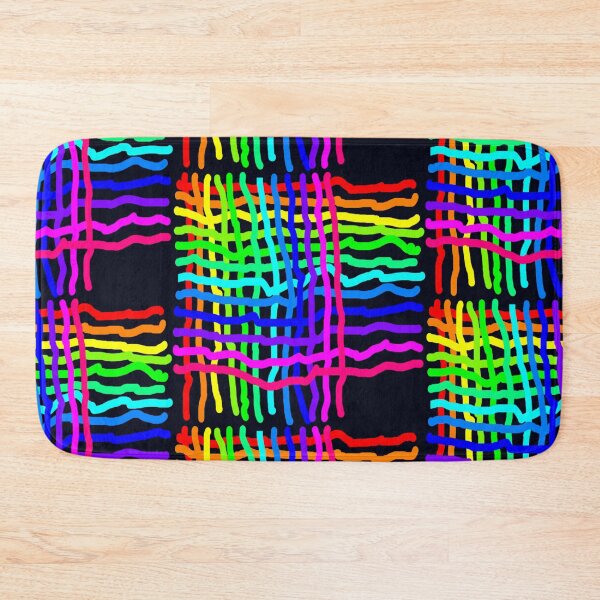 Item preview, Neon multicolor Colors Wonky Weave Plaid Pattern on black designed and sold by DianeBP.