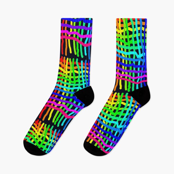 Item preview, Neon multicolor Colors Wonky Weave Plaid Pattern on black designed and sold by DianeBP.