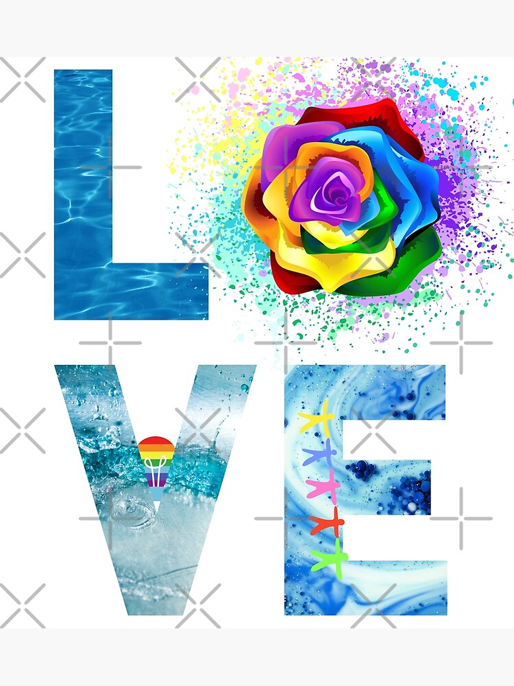 In April We Wear Blue Autism Awareness with Love for women | Poster