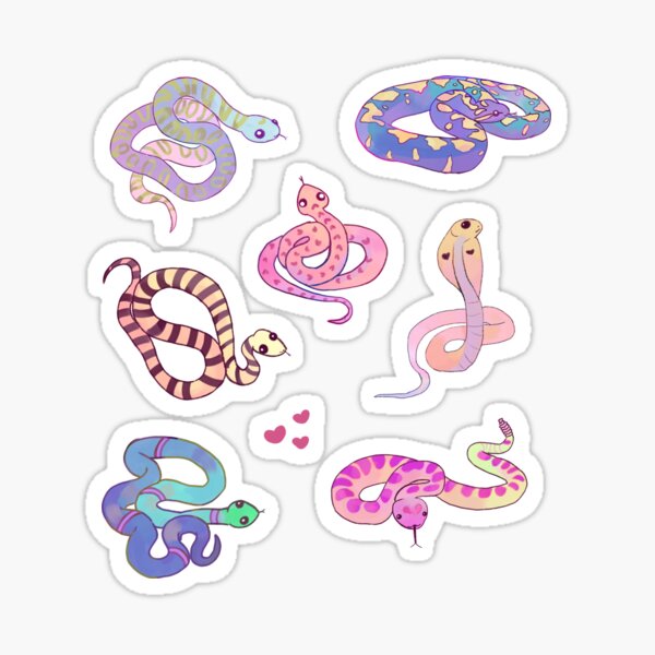 Cute Watercolor Snake Sticker Pack Sticker By Mayarart Redbubble