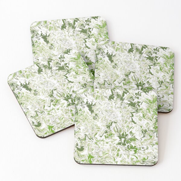 Item preview, Melting Spring Snow: Green and White Abstract Marble designed and sold by nimreninmu.