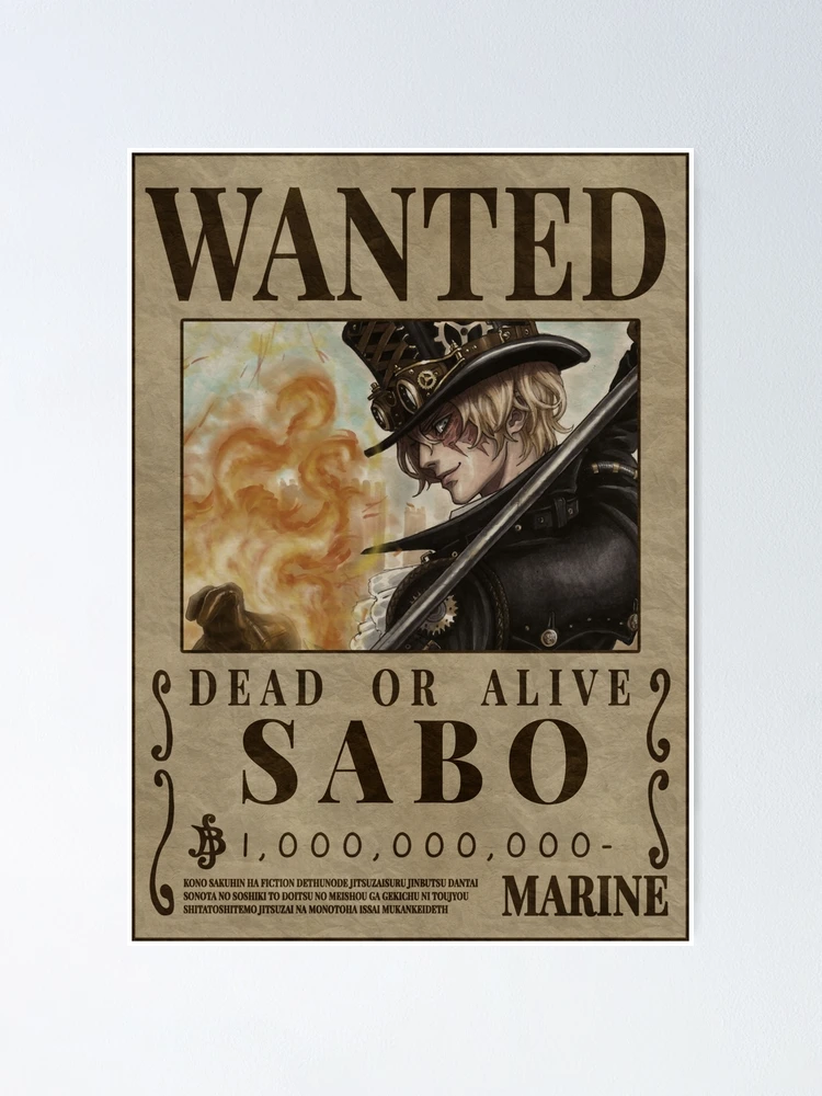 Sabo bounty Wanted One Piece Poster