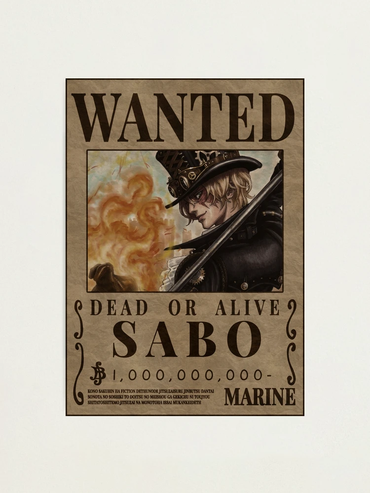 Sabo bounty Wanted One Piece Poster