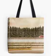 Red Steel Blue Denim Tote Bag