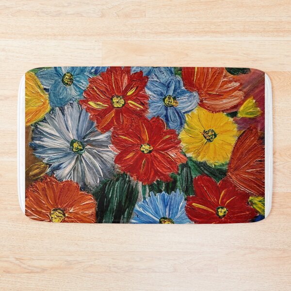 Artikelvorschau, Ein wunderschöner Strauß gemischter Blumen in einer silbernen Vase. Verwenden von lebendigen Hintergrundfarben von Blod entworfen und verkauft von kkartwork.