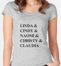 Camiseta entallada de cuello ancho Supermodelos de los 90 - Linda Evangelista, Cindy Crawford, Naomi Campbell, Christy Turlington y Claudia Schiffer