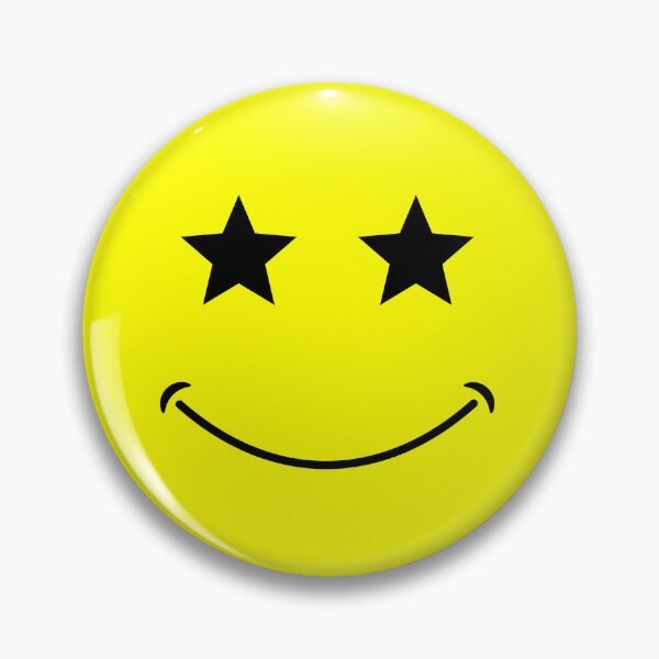 Artikelvorschau, Neon leuchtend gelbe klassische Sternaugen Smiley Face Black Outline entworfen und verkauft von opptop.